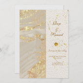 Rose Glitzer Gold Alkohol Tinte Einladung Hochzeit (Vorne/Hinten)