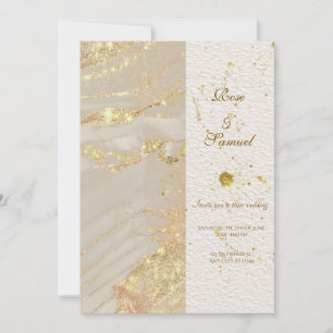 Rose Glitzer Gold Alkohol Tinte Einladung Hochzeit