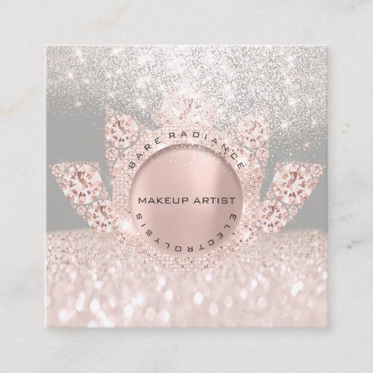 Rose-Glitzer Grau Telefonnummerkarte (Vorderseite)