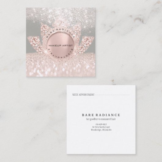 Rose-Glitzer Grau Telefonnummerkarte (Vorne/Hinten)