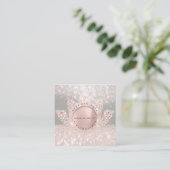 Rose-Glitzer Grau Telefonnummerkarte (Stehend Vorderseite)