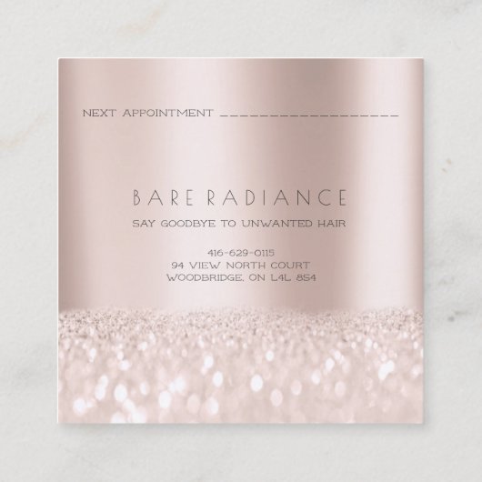 Rose-Glitzer Grau Telefonnummerkarte (Rückseite)