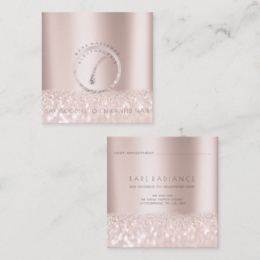 Rose-Glitzer Grau Telefonnummerkarte (Vorne/Hinten)