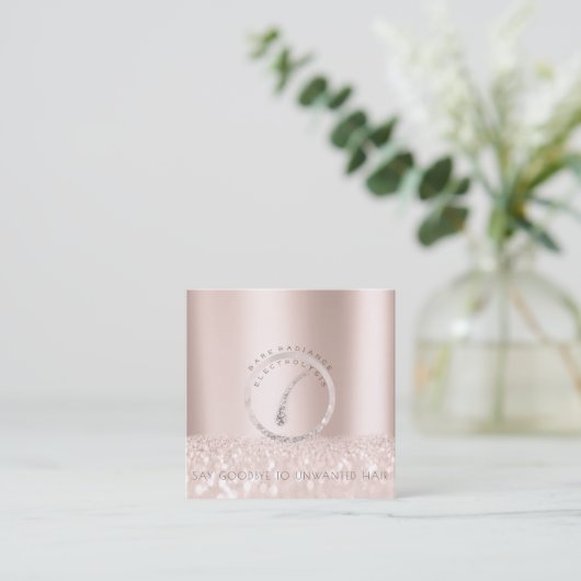 Rose-Glitzer Grau Telefonnummerkarte (Stehend Vorderseite)