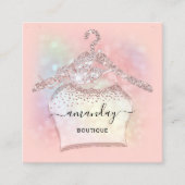 Rose Glitzer Holographic Cloth Hanger Fashion Quadratische Visitenkarte (Vorderseite)