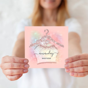 Rose Glitzer Holographic Cloth Hanger Fashion Quadratische Visitenkarte