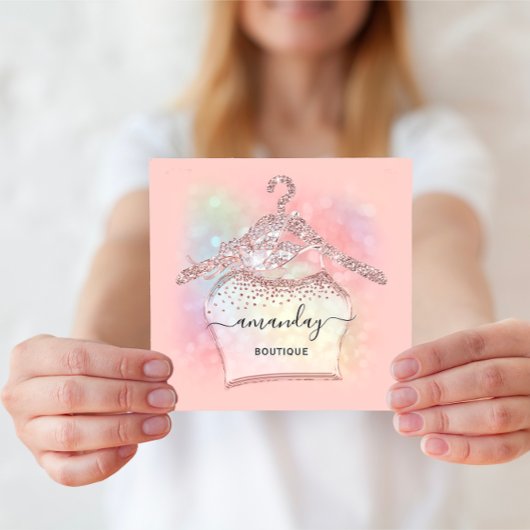 Rose Glitzer Holographic Cloth Hanger Fashion Quadratische Visitenkarte