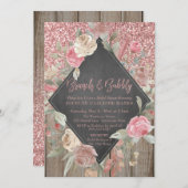 Rose Glitzer Holzbläserchor-Brunch Bubbly Einladung (Vorne/Hinten)