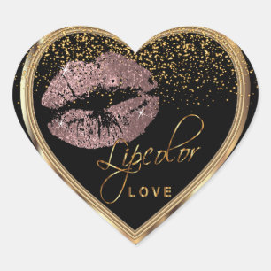 Rose Glitzer Lipcolor Liebe Herz-Aufkleber