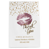 Rose Glitzer Lipstick auf Weiß - Danke Mittlere Geschenktüte (Vorderseite)