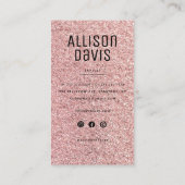 Rose Glitzer Moderner Minimalistischer Einfach Visitenkarte (Rückseite)