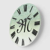 Rose Glitzer Monogramme römische Nummern Große Wanduhr (Winkel)