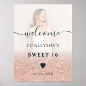 Rose Glitzer ombre Foto Sweet 16 willkommen Poster (Vorne)