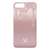 Rose Glitzer Ombre Rosa Monogram Case-Mate iPhone Hülle (Rückseite)