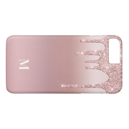 Rose Glitzer Ombre Rosa Monogram Case-Mate iPhone Hülle (Rückseite (Horizontal))