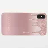 Rose Glitzer Ombre Rosa Name Case-Mate iPhone Hülle (Rückseite (Horizontal))