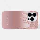 Rose Glitzer Ombre Rosa Name Case-Mate iPhone Hülle (Rückseite (Horizontal))