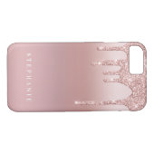 Rose Glitzer Ombre Rosa Name Case-Mate iPhone Hülle (Rückseite (Horizontal))