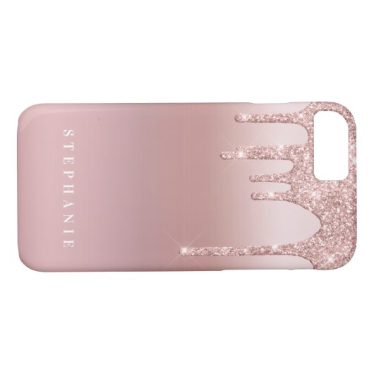Rose Glitzer Ombre Rosa Name Case-Mate iPhone Hülle (Rückseite (Horizontal))
