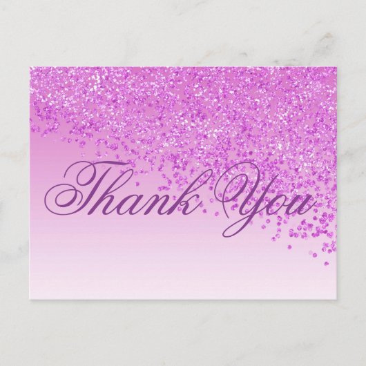 Rose Glitzer Pink Shades Vielen Dank Postkarte (Vorderseite)