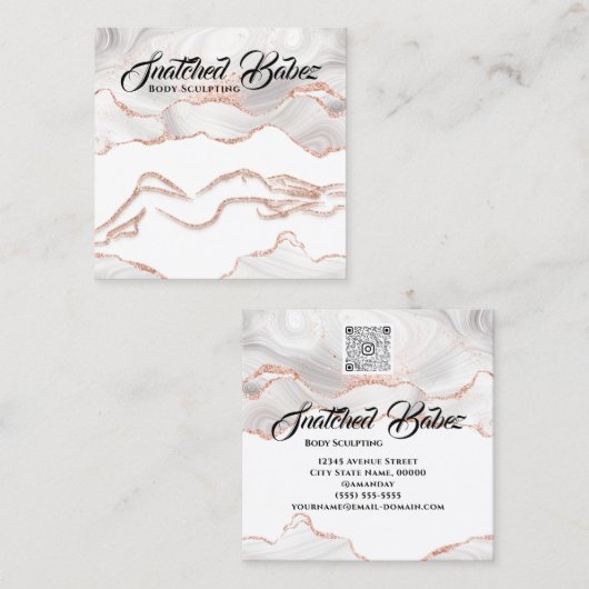 Rose-Glitzer QRCODE für das Logo Quadratische Visitenkarte (Vorne/Hinten)