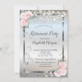 Rose Glitzer Ruhestand Einladung (Vorderseite)
