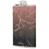 Rose Glitzer Schwarzer Marmor Flachmann (Links)