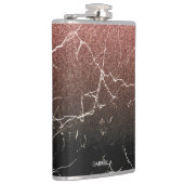 Rose Glitzer Schwarzer Marmor Flachmann (Rechts)