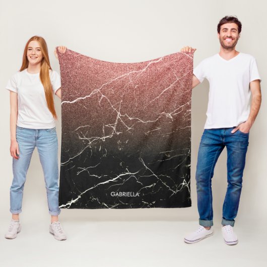 Rose Glitzer Schwarzer Marmor Fleecedecke (Beispiel)