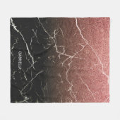 Rose Glitzer Schwarzer Marmor Fleecedecke (Vorderseite (Horizontal))