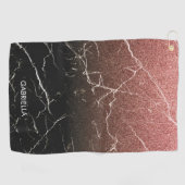 Rose Glitzer Schwarzer Marmor Golfhandtuch (Horizontal)