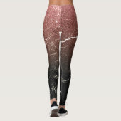 Rose Glitzer Schwarzer Marmor Leggings (Rückseite)