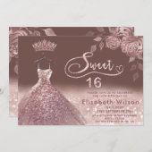 Rose Glitzer Sequenzen Rose Goldkleid Einladung (Vorne/Hinten)