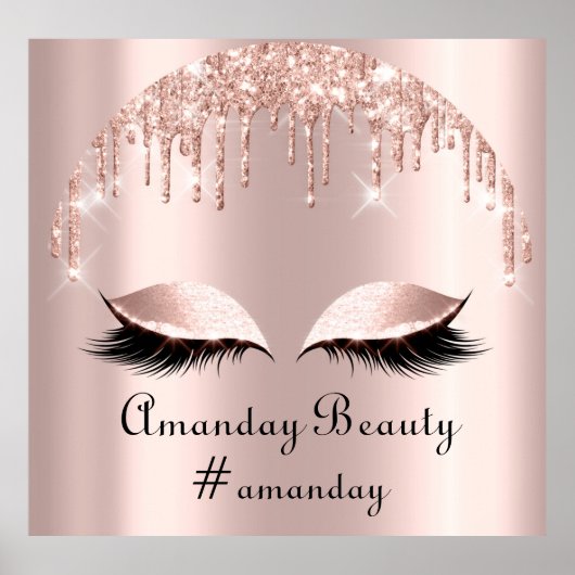 Rose Glitzer Tropfen Eyelashes Haare Poster (Vorne)