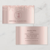 Rose-Glitzer-Tropfen für Reinigungsdienste Visitenkarte (Vorne/Hinten)
