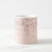 Rose Glitzer Tropfen Kristalle Pulverfarbe Rosa Na Kaffeetasse (Mittel)