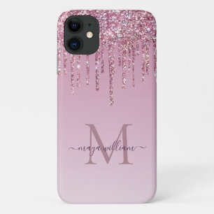 Rose Glitzer Tropfen Personalisiert Monogramm und  Case-Mate iPhone Hülle