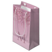 Rose Glitzer Tropfen Personalisiert Monogramm und  Kleine Geschenktüte (Vorderseite Schrägansicht)