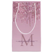 Rose Glitzer Tropfen Personalisiert Monogramm und  Kleine Geschenktüte (Vorderseite)