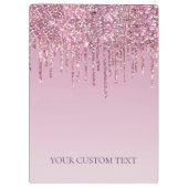 Rose Glitzer Tropfen Personalisiert Monogramm und  Klemmbrett (Rückseite)