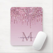 Rose Glitzer Tropfen Personalisiert Monogramm und  Mousepad (Mit Mouse)