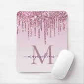 Rose Glitzer Tropfen Personalisiert Monogramm und Mousepad (Mit Mouse)