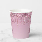 Rose Glitzer Tropfen Personalisiert Monogramm und  Pappbecher (Links)