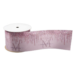 Rose Glitzer Tropfen Personalisiert Monogramm und  Satinband