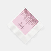 Rose Glitzer Tropfen Personalisiert Monogramm und Serviette (Ecke)