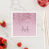 Rose Glitzer Tropfen Personalisiert Monogramm und  Serviette (Beispiel)