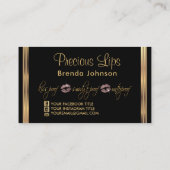 Rose Glitzer und Gold Lippen Visitenkarte (Rückseite)