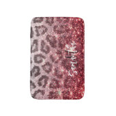 Rose Glitzer und Leopard Print Badematte (Vorderseite Vertikal)