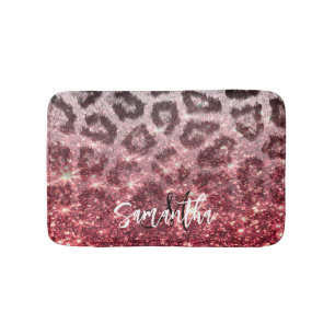 Rose Glitzer und Leopard Print Badematte