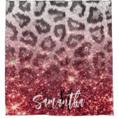 Rose Glitzer und Leopard Print Duschvorhang (Vorderseite)